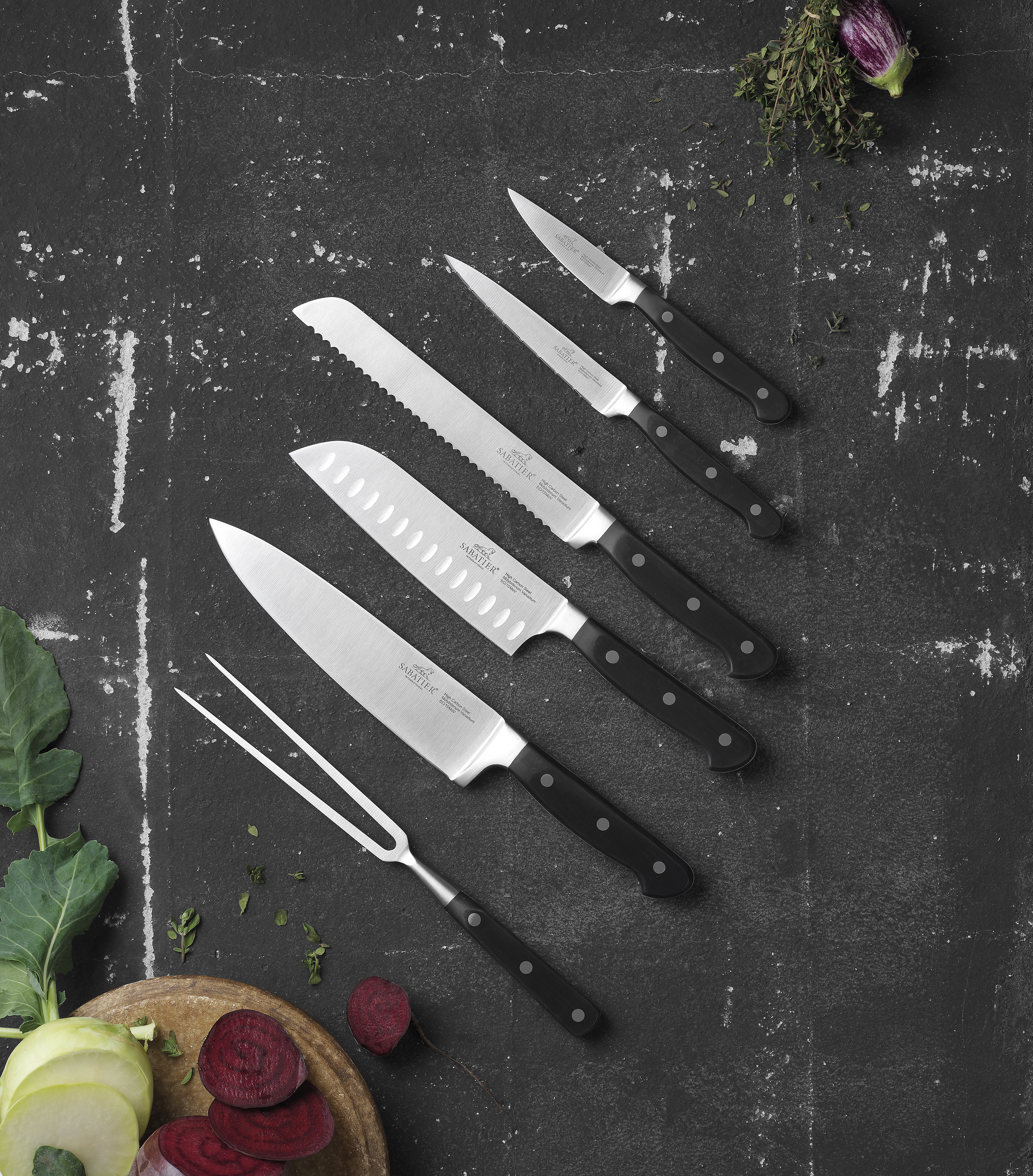 

Lion Sabatier Knivsæt 6 dele, urte, tomat, santoku